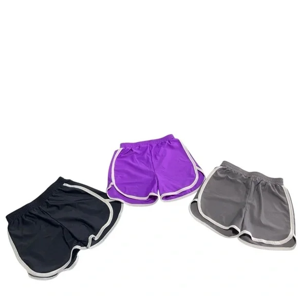 Resinta Girls Athletic Shorts - set of 2 Black, Purple, Gray size 7-10Y - Picture 3 of 6